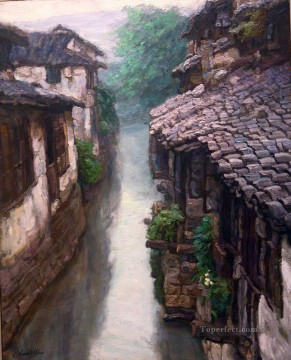 Chino Painting - zg053cD146 Ciudad ribereña del sur de China Paisaje chino de Shanshui